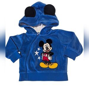 Disney Mickey Mouse vintage‎ blue velour zip up jacket size 3/6 months infant